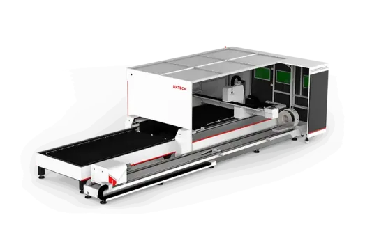 dxtech environmental and safe exchange table sheet and tube fiber laser cutting machine with protection cover, laser cutting machine
