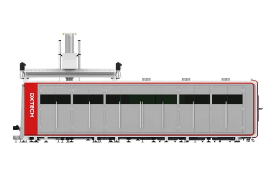 dxtech fully enclosed sheet and tube laser cutting machine with feeding system, metal laser cutting